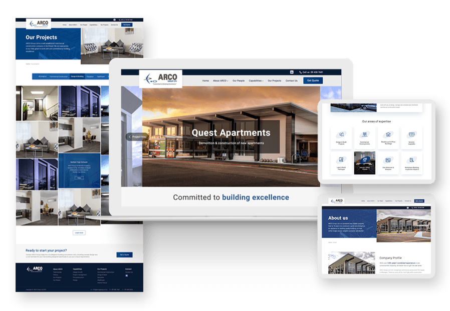 Pinckolabao created the website for construction company ARCO to present their services